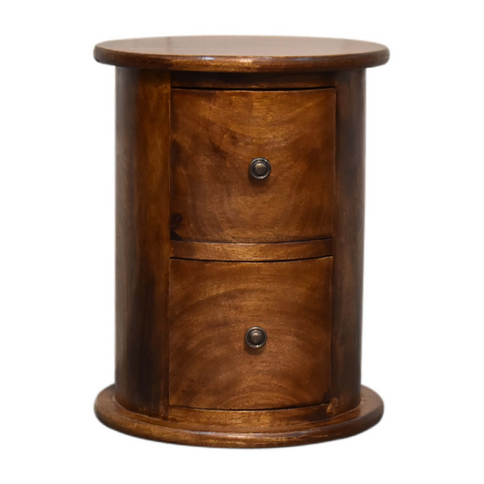 Artisan Furniture Solid Mango Wood Mini Chestnut 2 Drawer Drum Chest