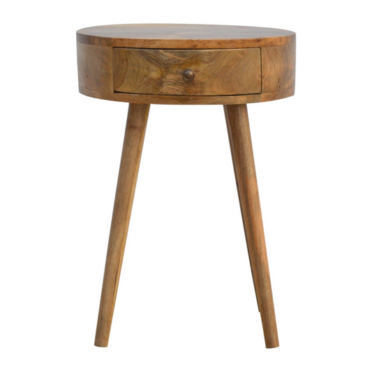 Artisan Furniture Solid Wood Nordic Circular Shaped Bedside