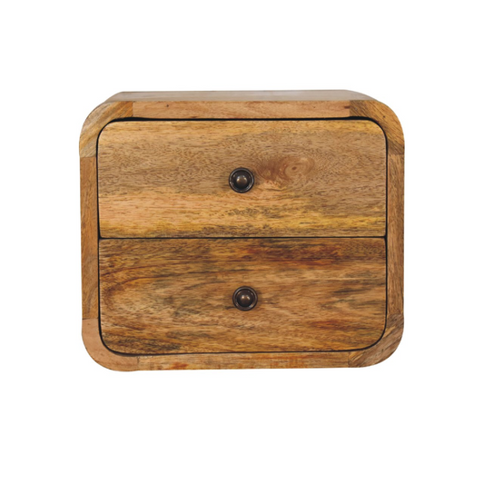 Artisan Furniture Solid Wood Mini Curve Oak-ish Floating Bedside