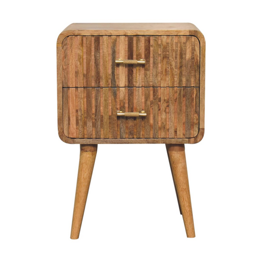 Artisan Furniture Solid Wood T-bar Ridged Bedside