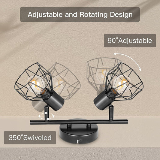Dehobo 2-Way Ceiling Spotlight – Adjustable E14 Black Industrial Light
