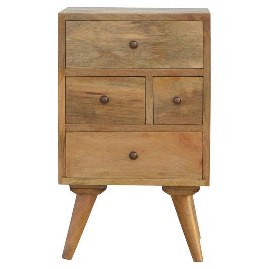 Artisan Furniture Solid Wood Nordic Style 4 Drawer Multi Bedside
