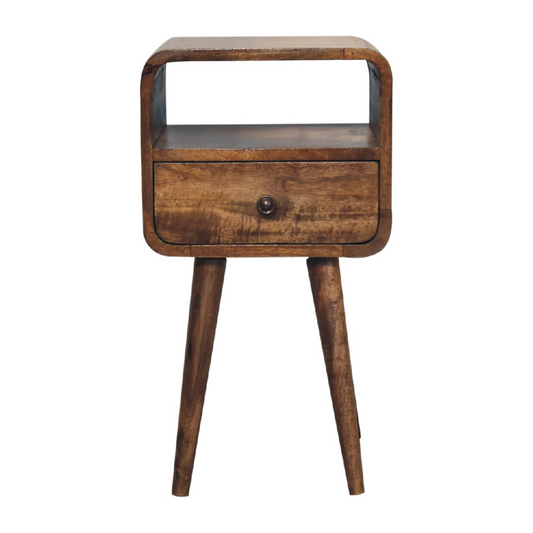 Artisan Furniture Solid Wood Mini Grey Wash Curve Open Bedside