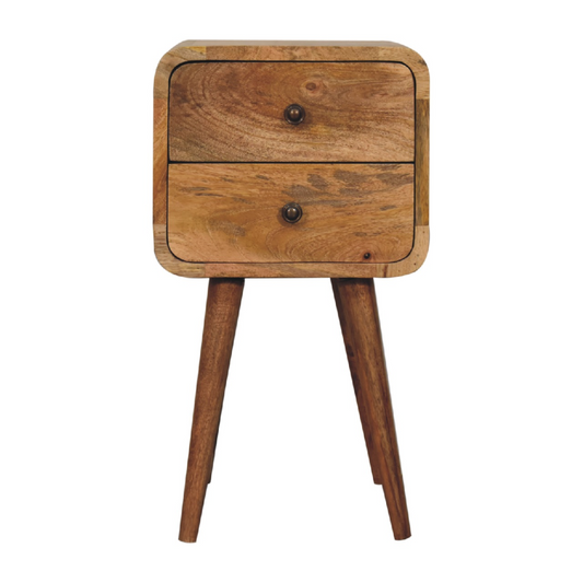 Artisan Furniture Solid Wood Mini Oak-ish Curved Bedside
