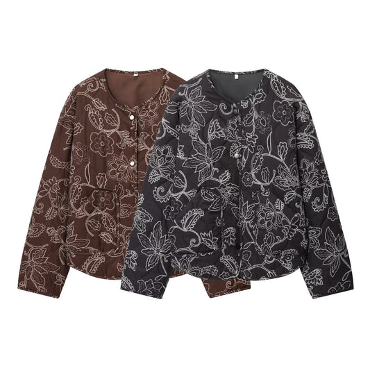 New Women's Quilted Embroidered Coated Jacket
