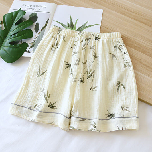 Summer Pure Cotton Gauze Thin Loose Home Shorts