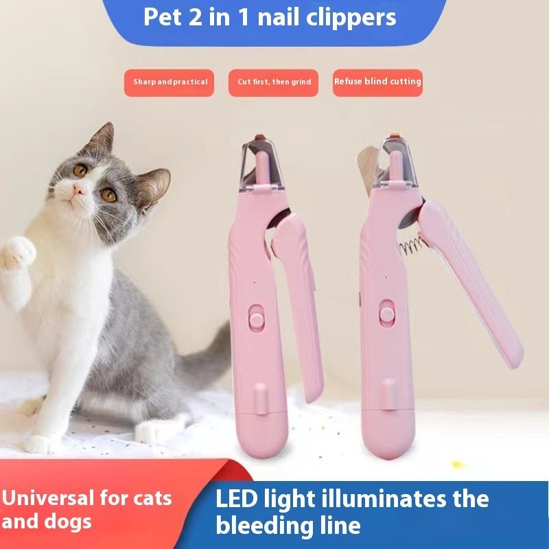 2 In 1 Pet Nail Clippers With Led Light Dog Cat Special Blood Line Scissors Multifunction Animals Paw Nail Trimmer Pet Supplies | Luxury Home Accessories | Heulog Glow