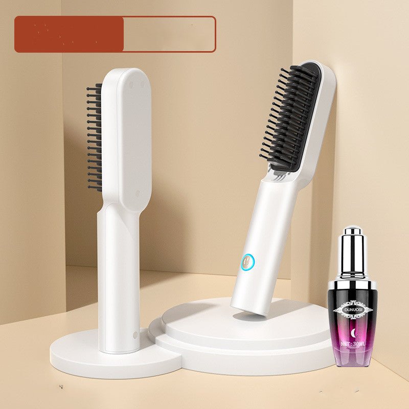 2-in-1 USB Rechargeable Hot Air Comb | Portable Hair Straightener & Curler Brush | 200°C | Travel Hair Styler | Michan Direct | Luxury Home Accessories | Heulog Glow