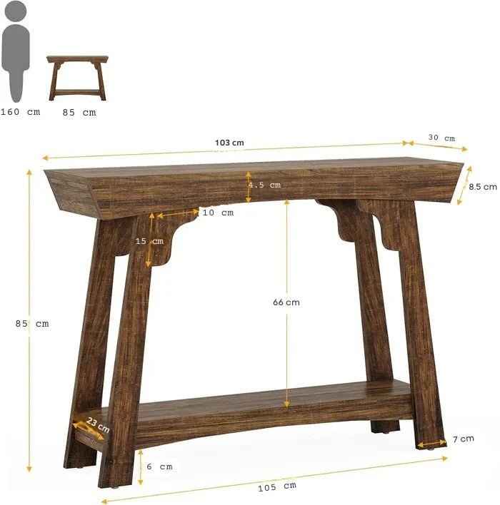 2-Tier Wood Entryway Table with Shelf with Storage, Farmhouse Narrow Sofa Table | Luxury Home Accessories | Heulog Glow