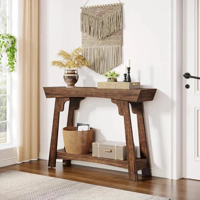 2-Tier Wood Entryway Table with Shelf with Storage, Farmhouse Narrow Sofa Table | Luxury Home Accessories | Heulog Glow