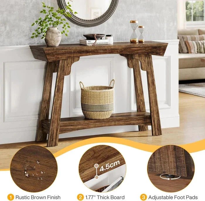 2-Tier Wood Entryway Table with Shelf with Storage, Farmhouse Narrow Sofa Table | Luxury Home Accessories | Heulog Glow