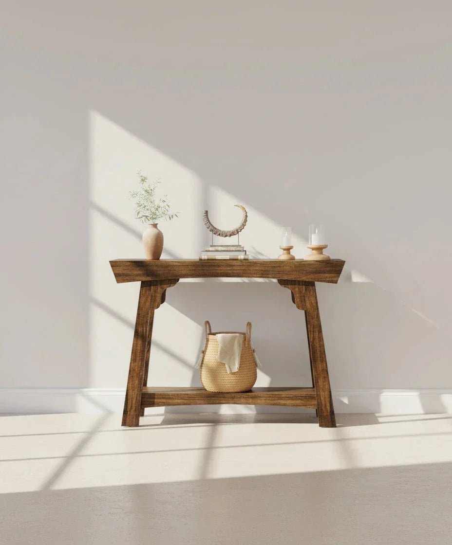 2-Tier Wood Entryway Table with Shelf with Storage, Farmhouse Narrow Sofa Table | Luxury Home Accessories | Heulog Glow