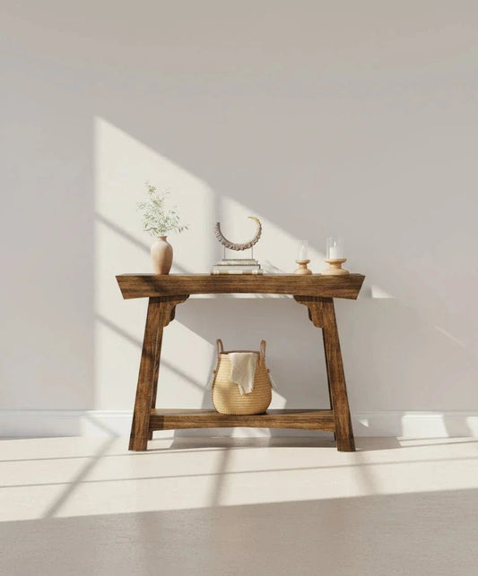 2-Tier Wood Entryway Table with Shelf with Storage, Farmhouse Narrow Sofa Table | Luxury Home Accessories | Heulog Glow
