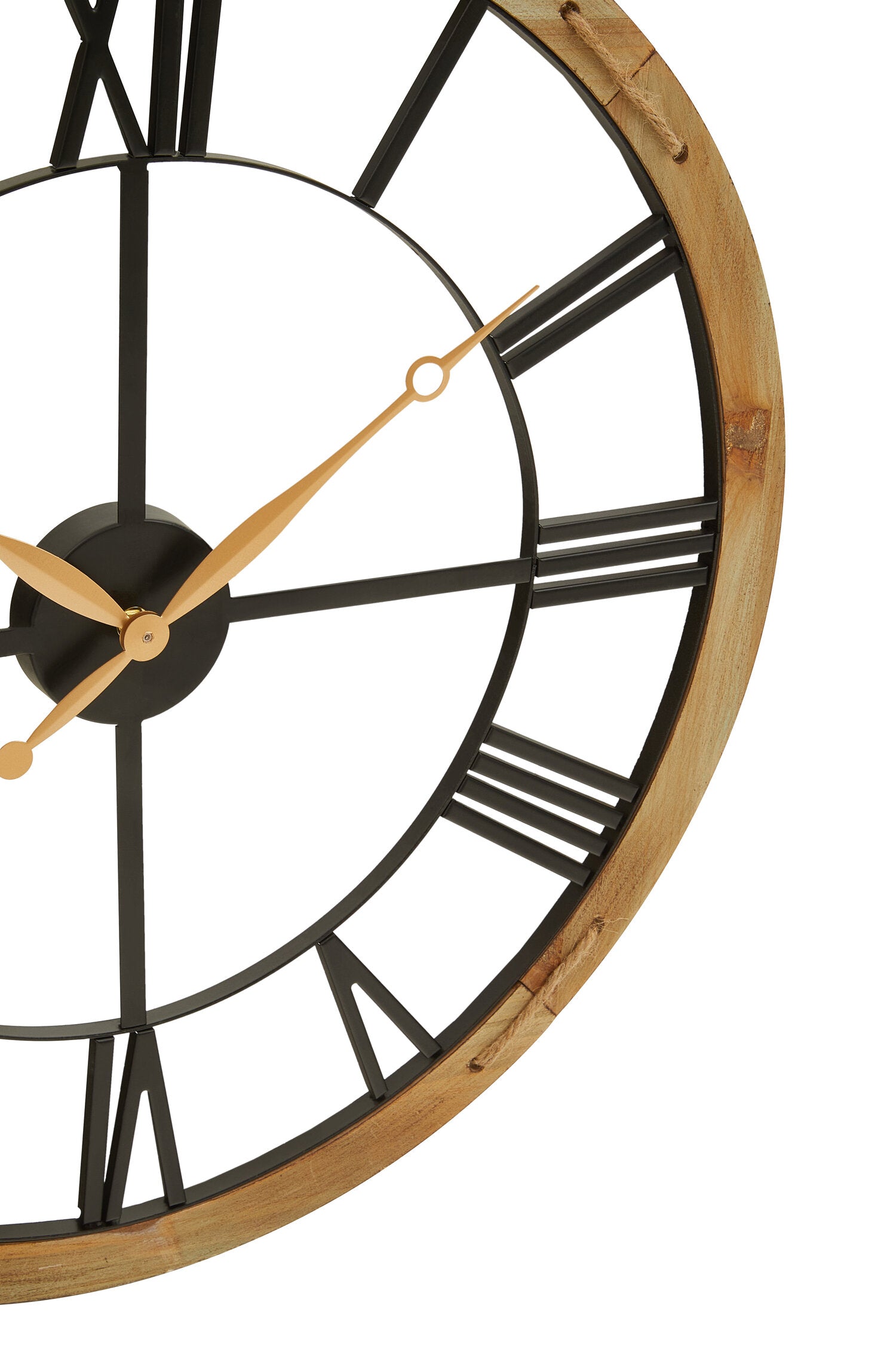 Vitus 60cm Dia Black Metal Wall Clock with Gold Finish Hands
