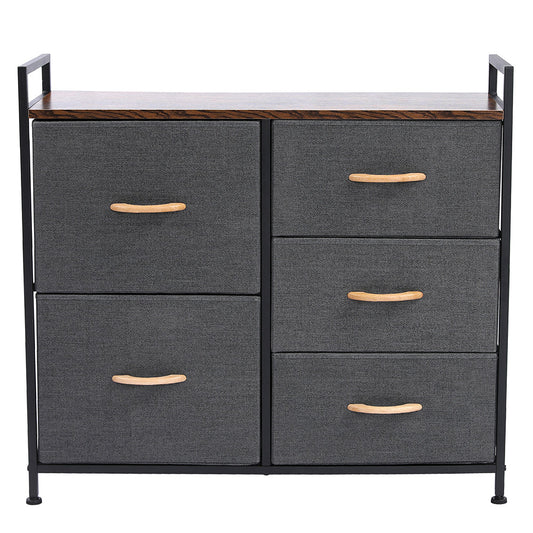 Dresser Organizer with 5 Drawers, Fabric Dresser Tower for Bedroom, Hallway, Entryway, Closets - Dark Gray