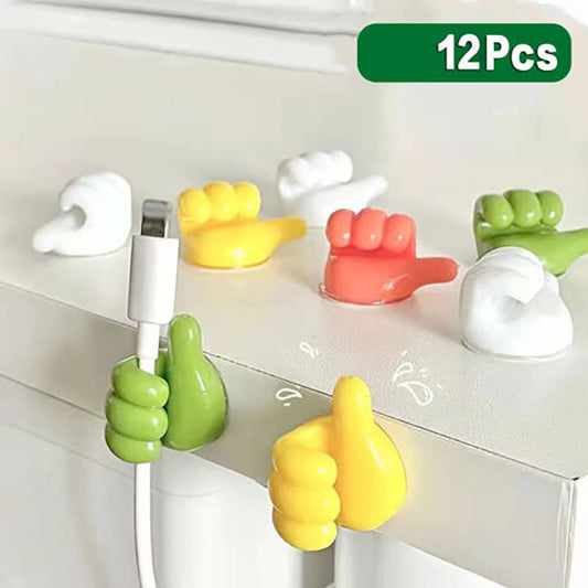 12 pcs Multifunctional Clip Handy Holder Self-Adhesive Wall Thumb Hooks NEW