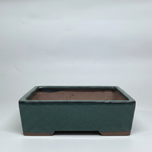 32cm Glazed Bonsai Pot | Rectangle | 32cm x 23cm x 9cm | Dark Green