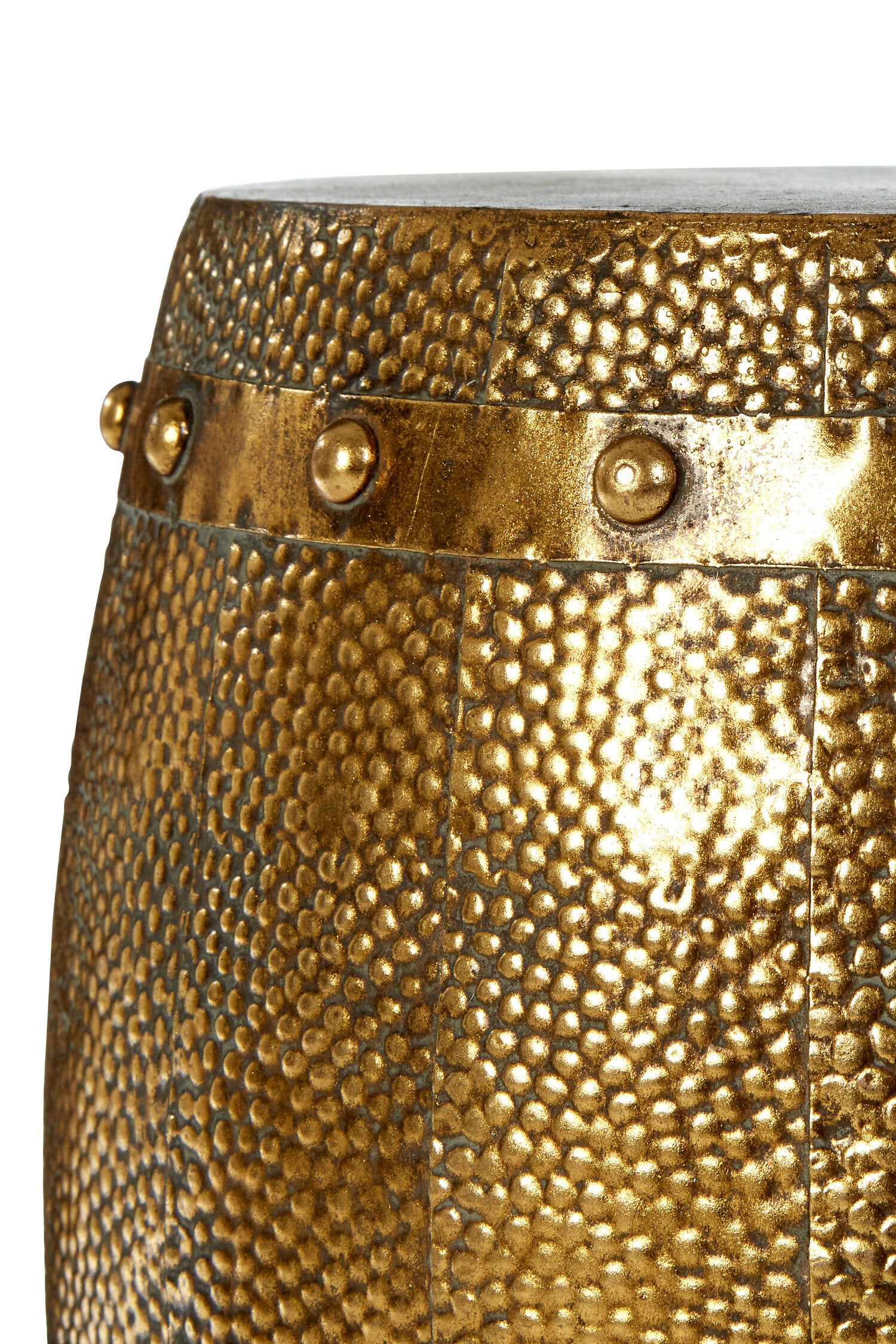 Reza Set of 2 Hammered Drum Stools and Tables