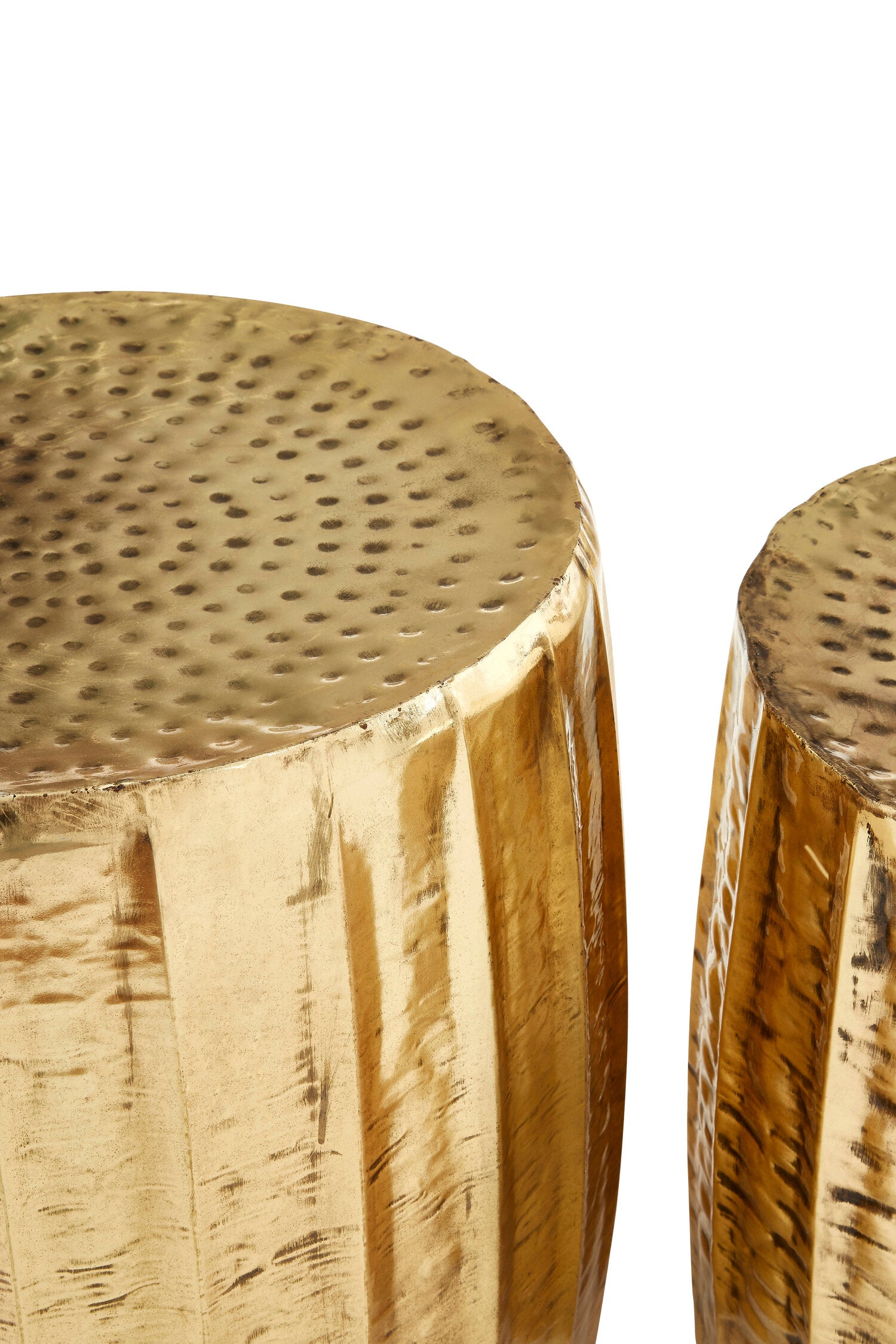 Templar Set of 2 Antique Brass Finish Side Tables and Stools