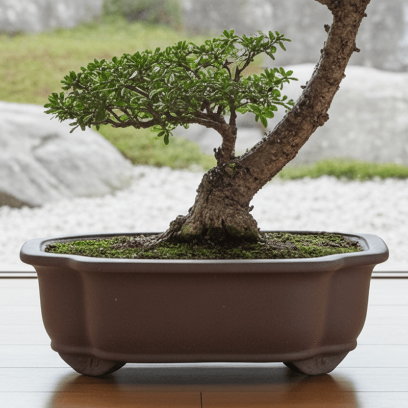20cm Unglazed Bonsai Pot | Floral | 20cm x 17cm x 8cm | Brown | Luxury Home Accessories | Heulog Glow