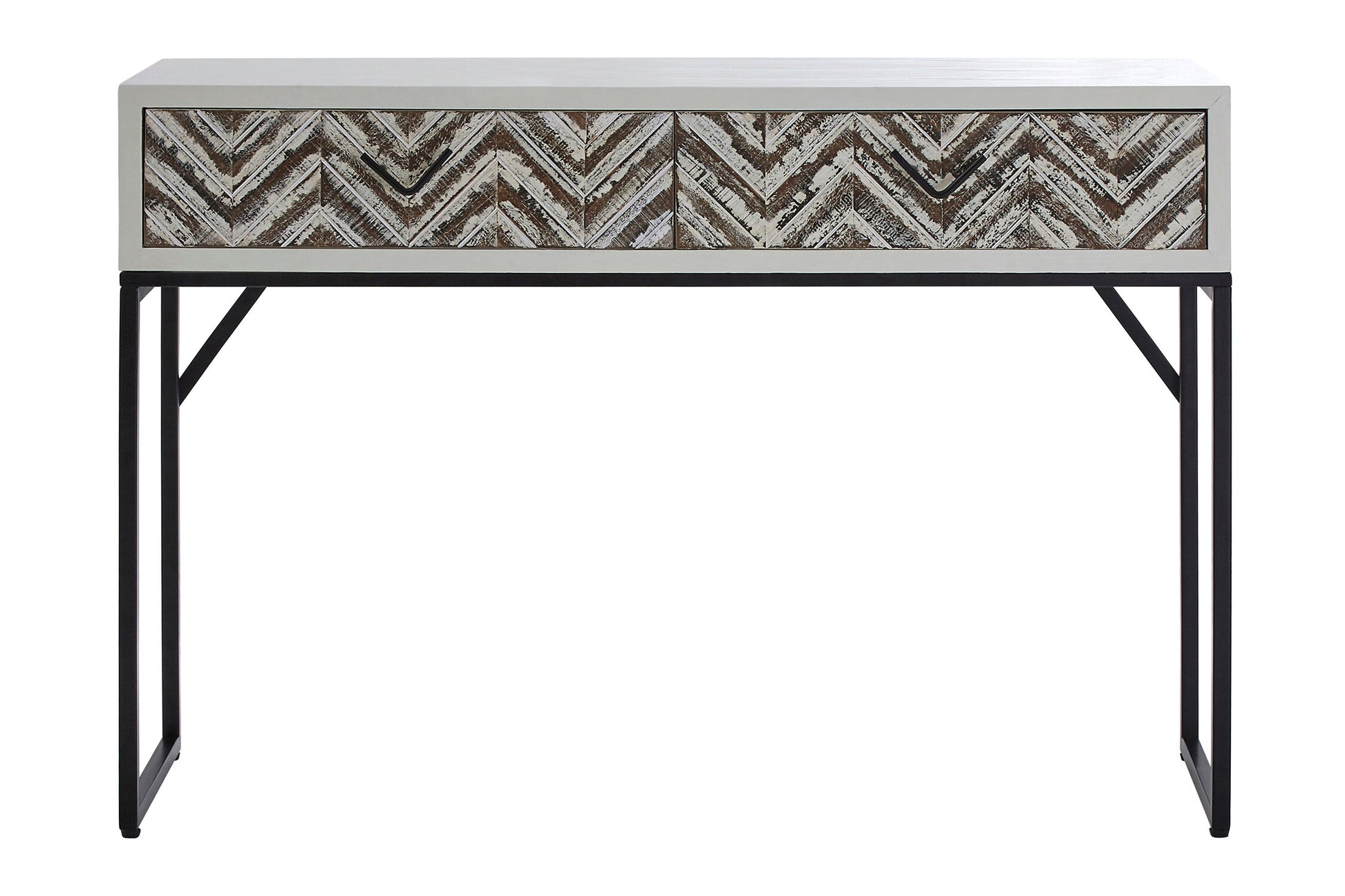 Lombok Rustic Chevron 2 Drawer Console Table