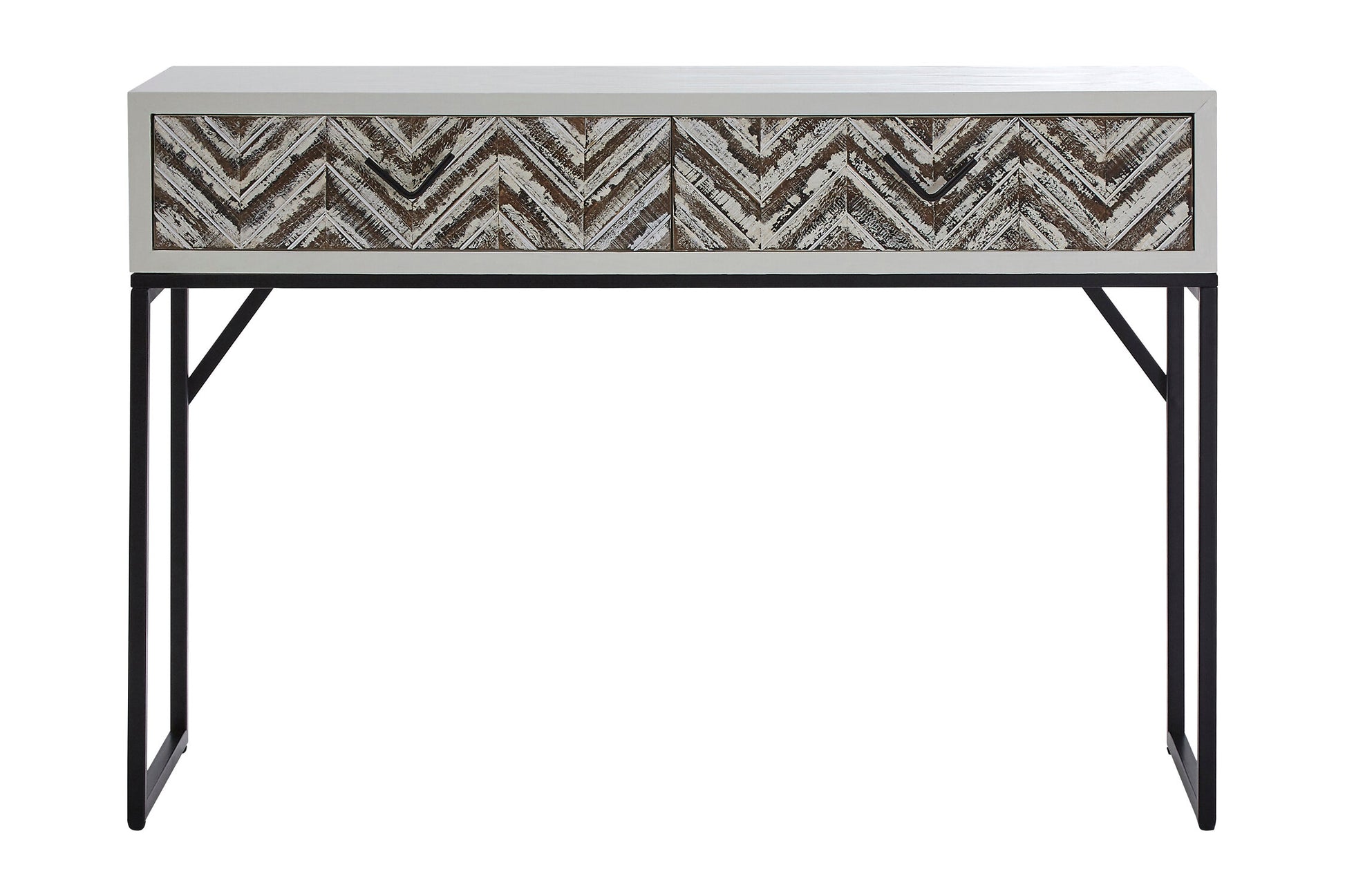 Lombok Rustic Chevron 2 Drawer Console Table