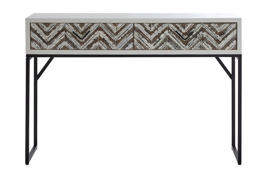 Lombok Rustic Chevron 2 Drawer Console Table