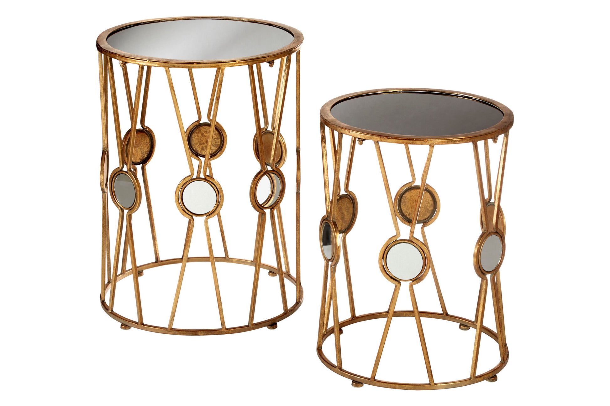 Faiza Set Of 2 Cross Design Rounded Tables