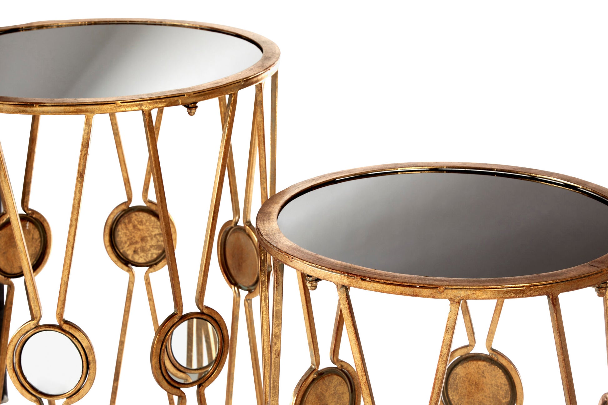 Faiza Set Of 2 Cross Design Rounded Tables