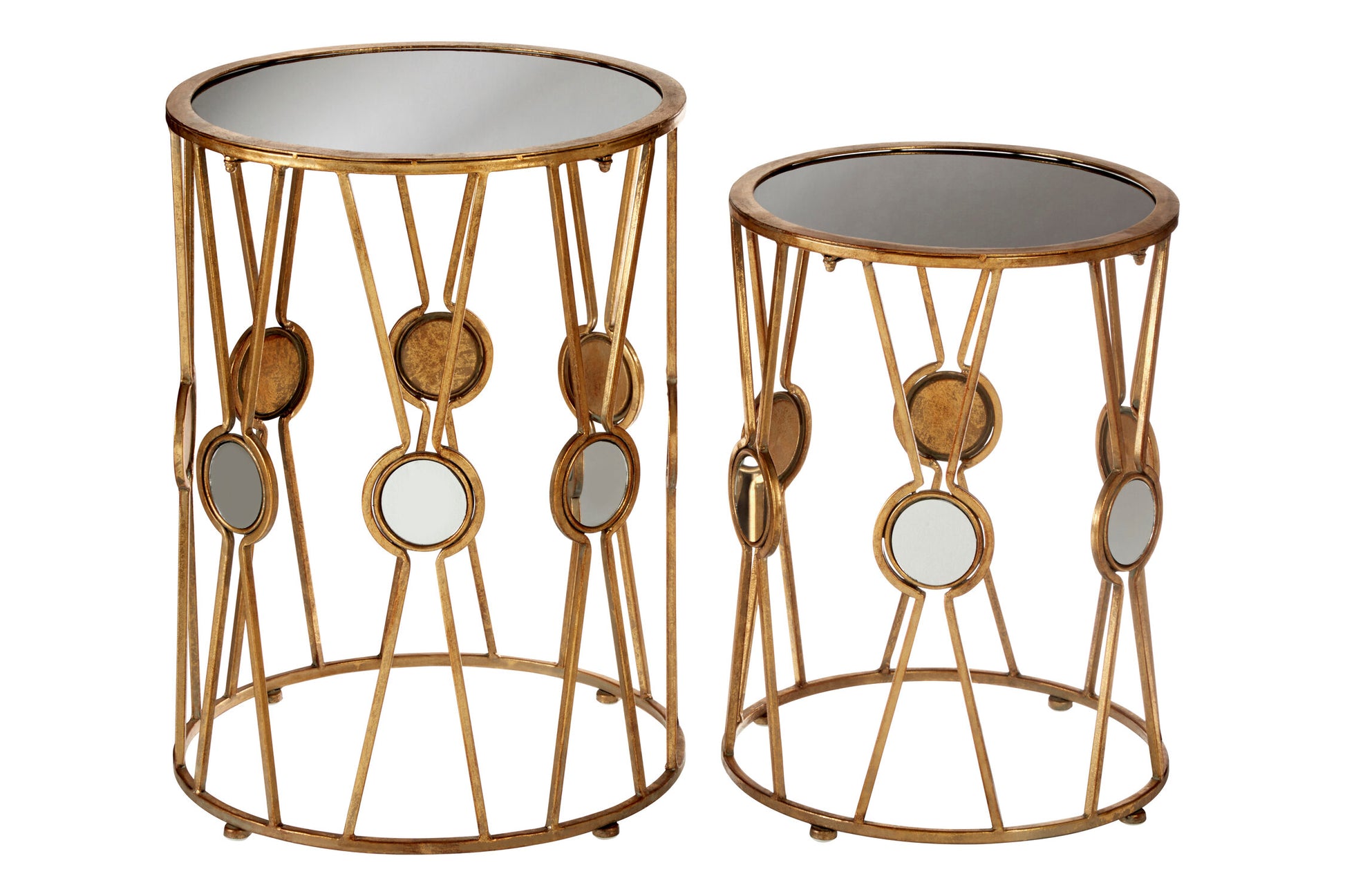 Faiza Set Of 2 Cross Design Rounded Tables