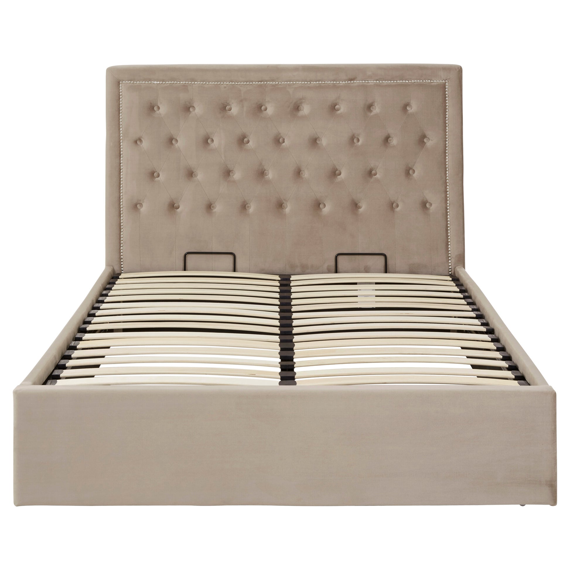 Hannah Mink Velvet Ottoman Double Bed