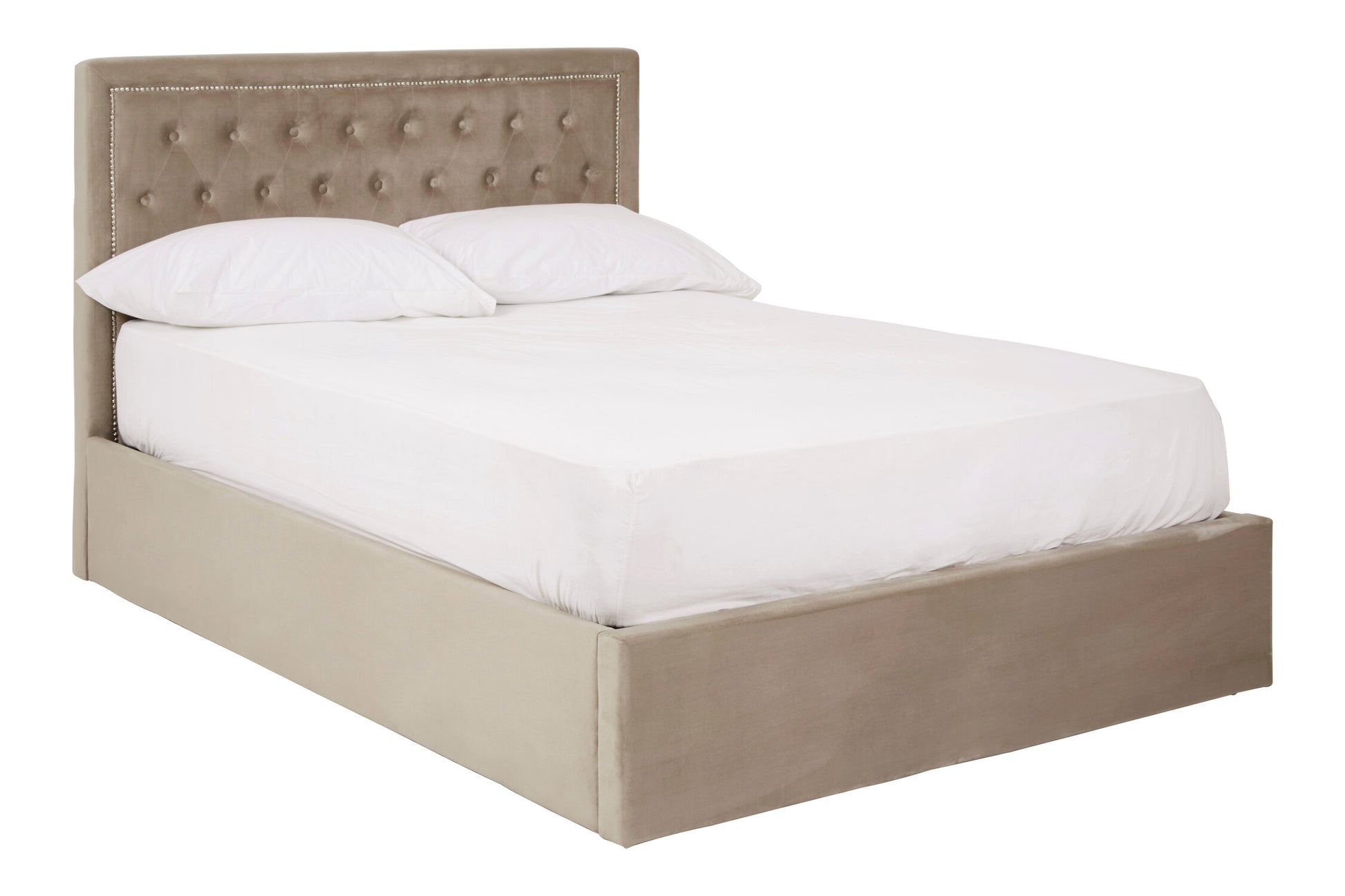 Hannah Mink Velvet Ottoman Double Bed