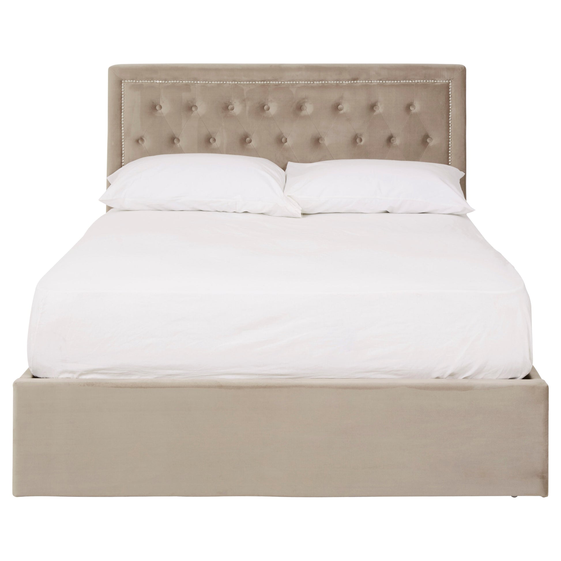 Hannah Mink Velvet Ottoman Double Bed