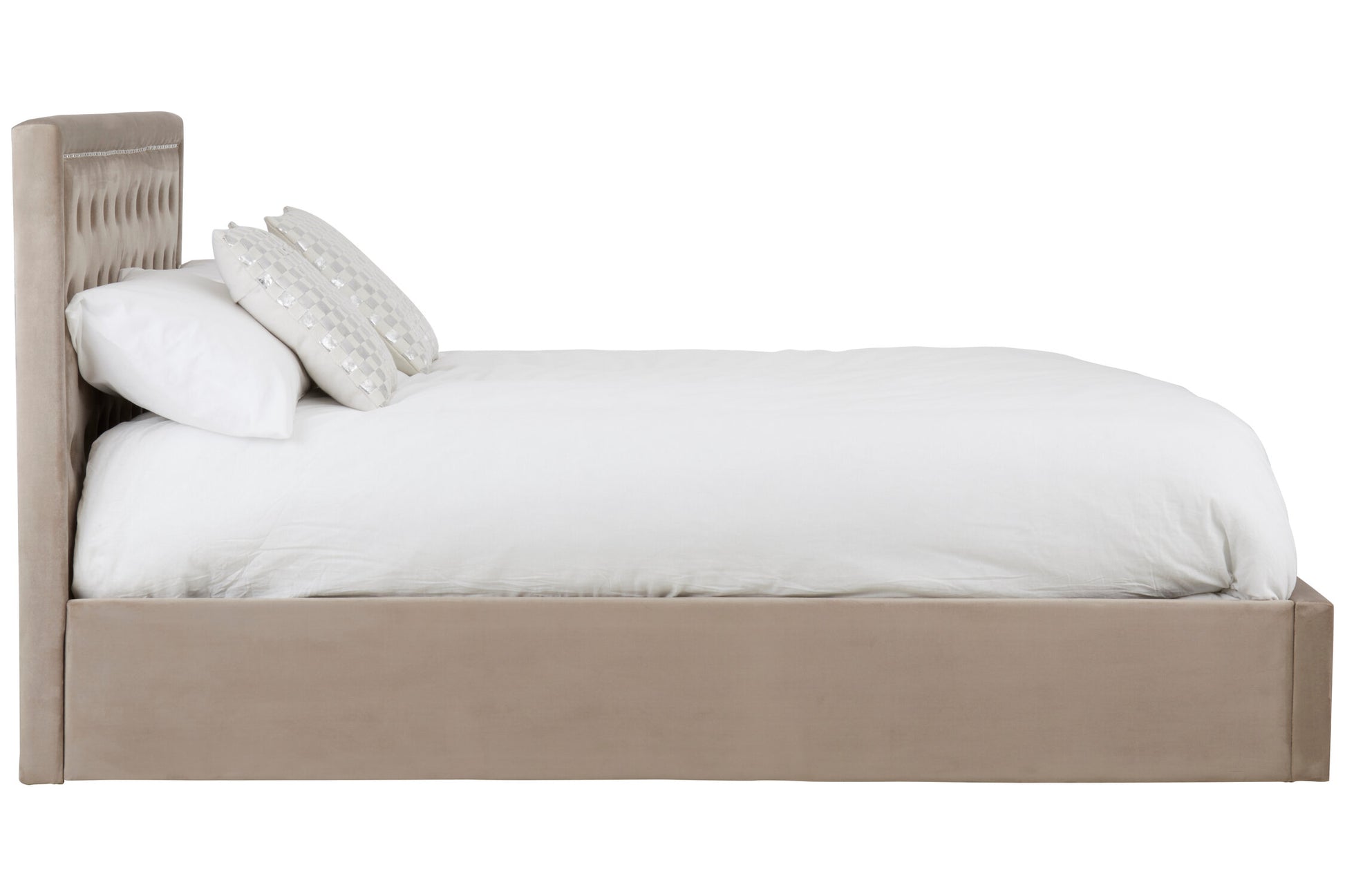 Hannah Mink Velvet Ottoman King Bed