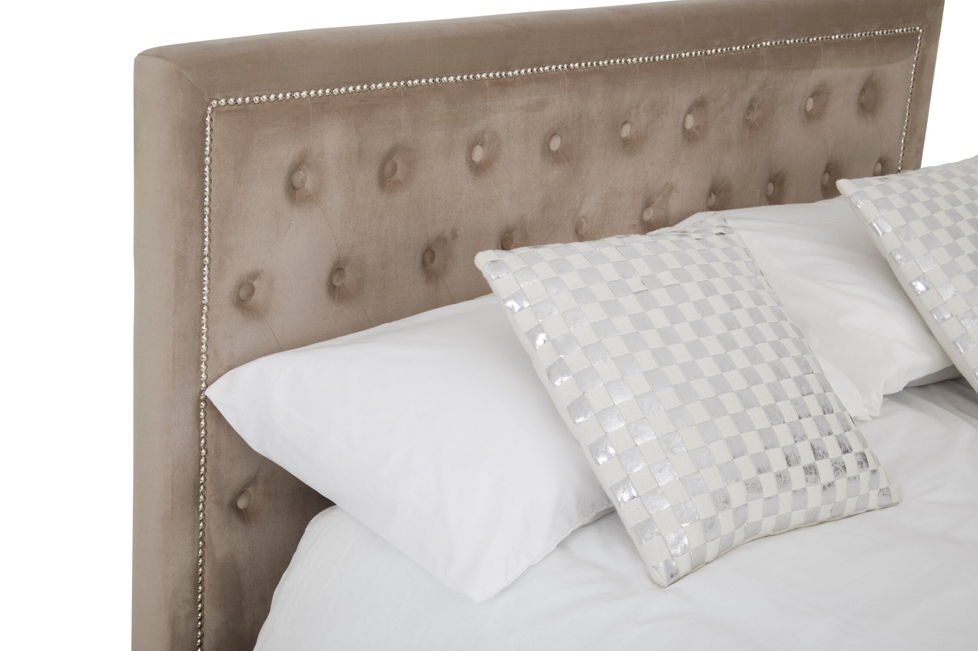 Hannah Mink Velvet Ottoman King Bed