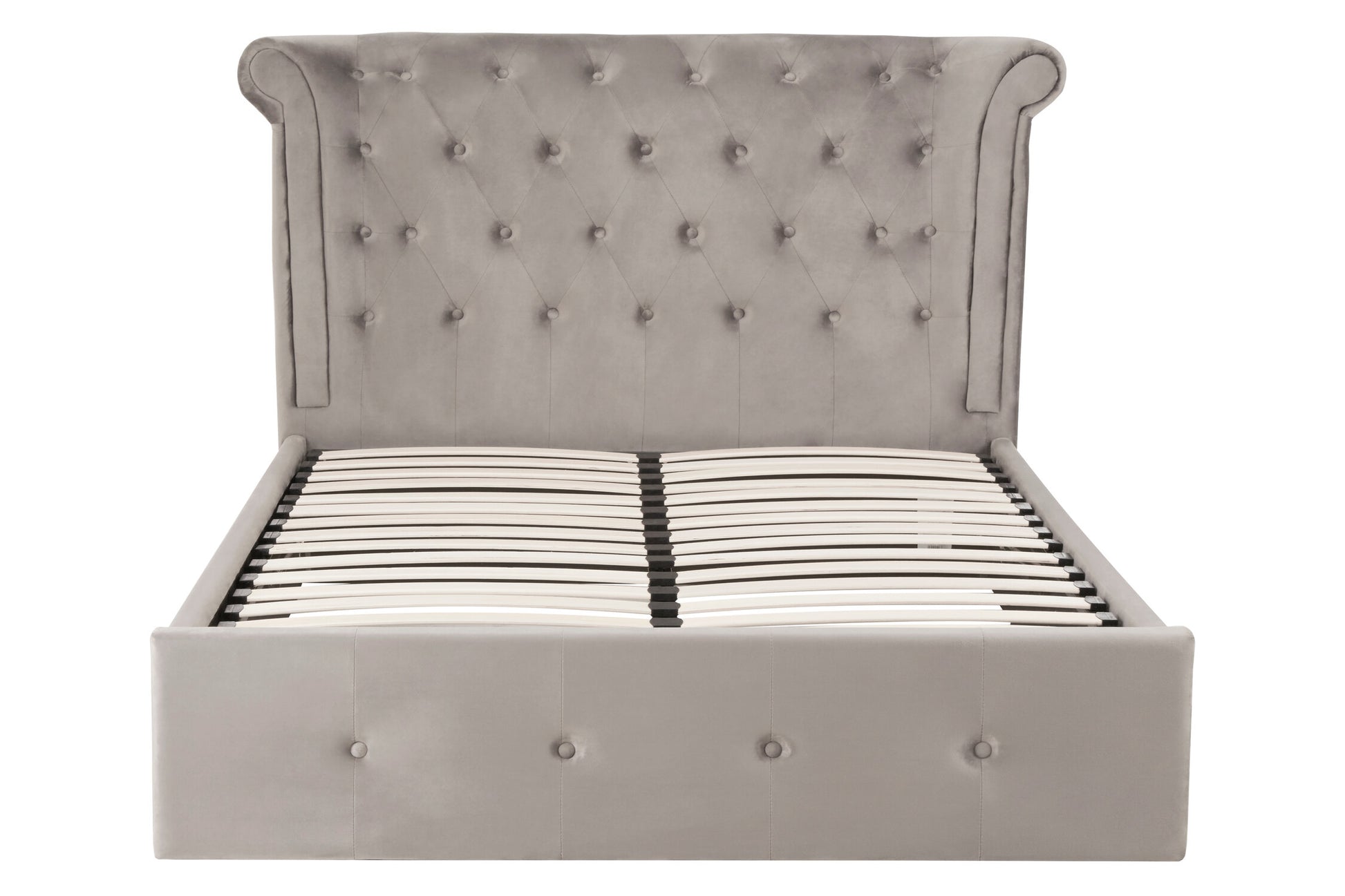 Edison Grey Velvet Ottoman Double Bed