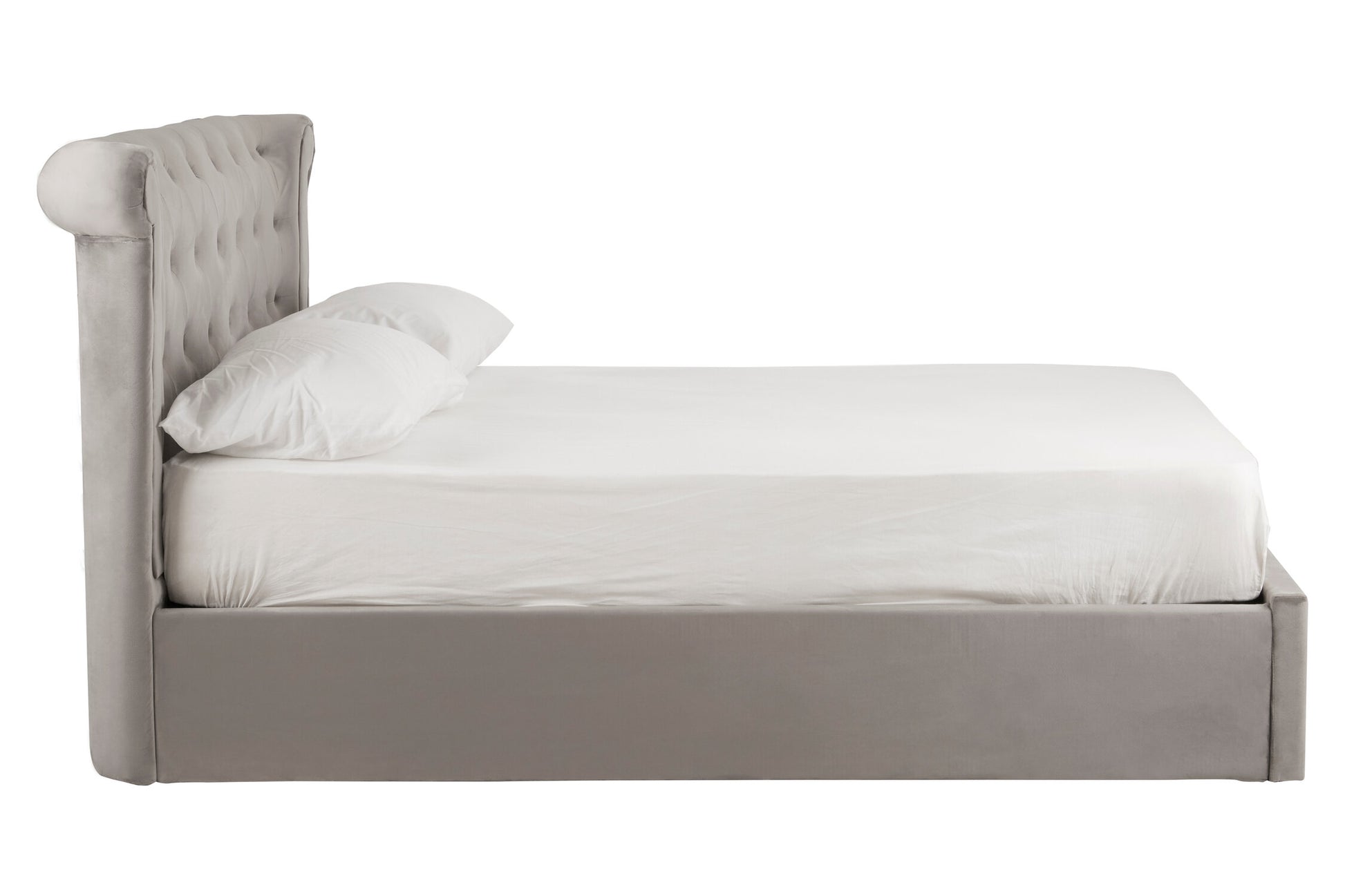 Edison Grey Velvet Ottoman Double Bed