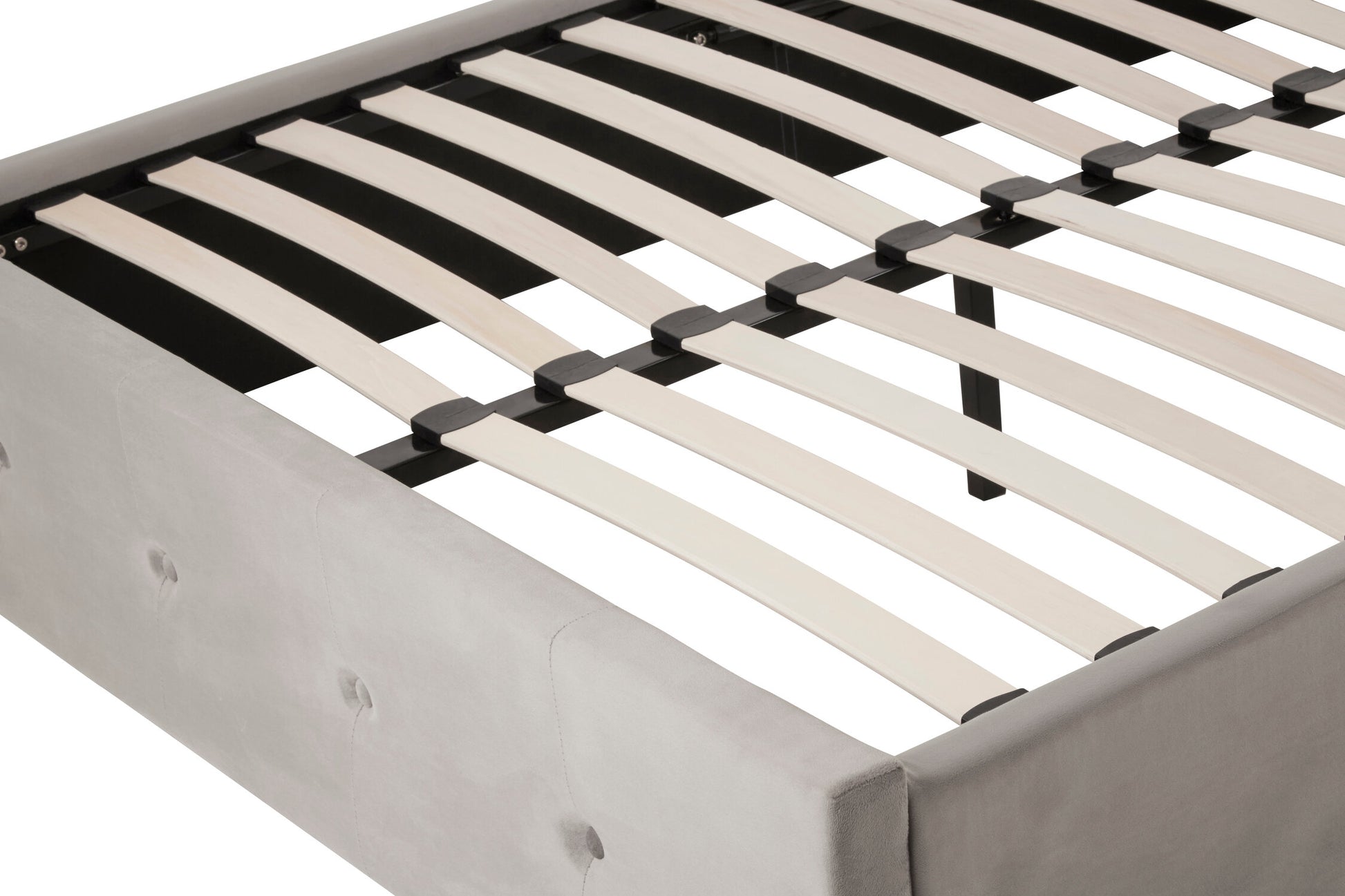 Edison Grey Velvet Ottoman Double Bed