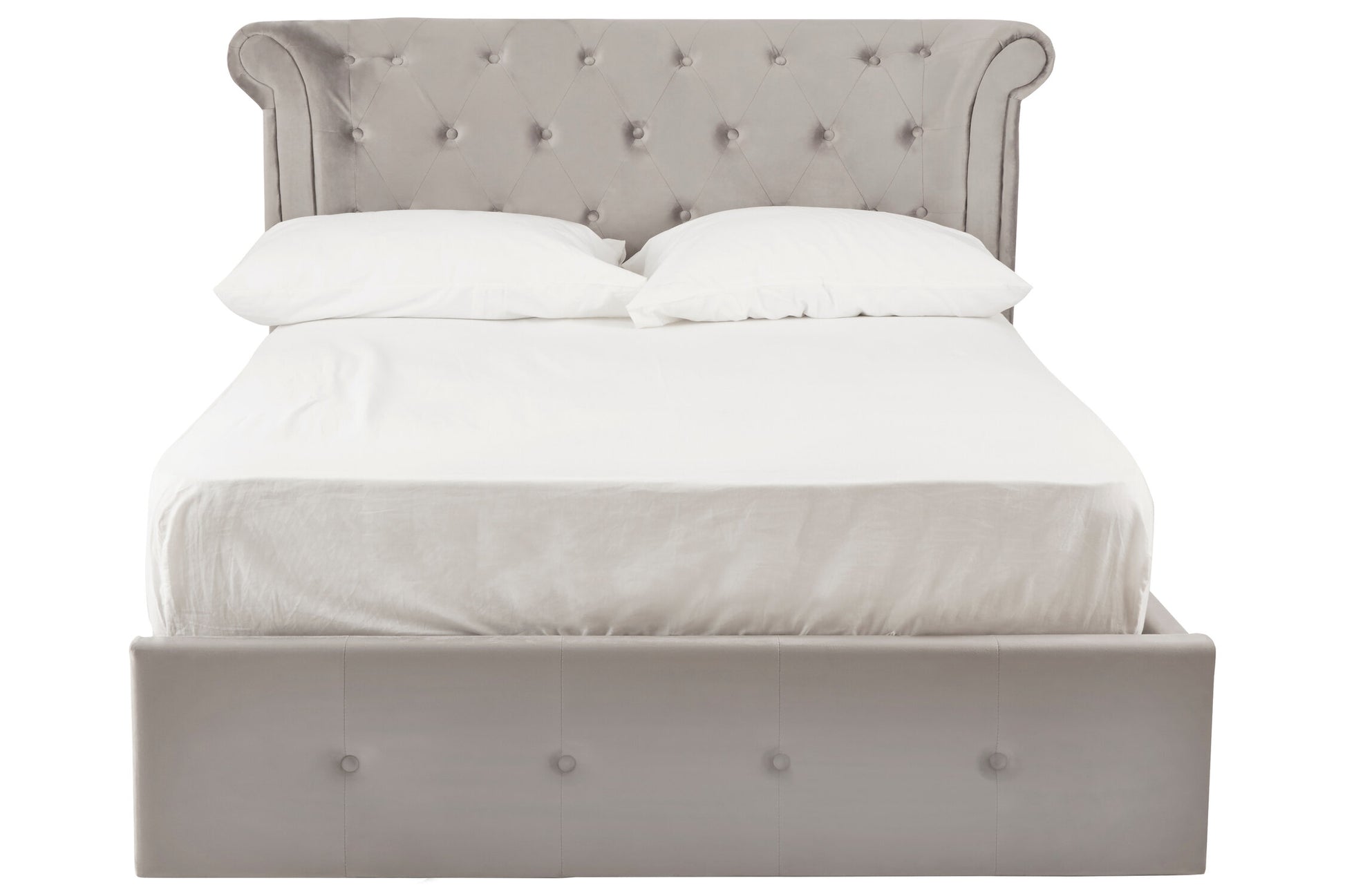 Edison Grey Velvet Ottoman Double Bed
