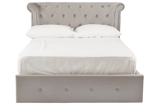 Edison Grey Velvet Ottoman Double Bed