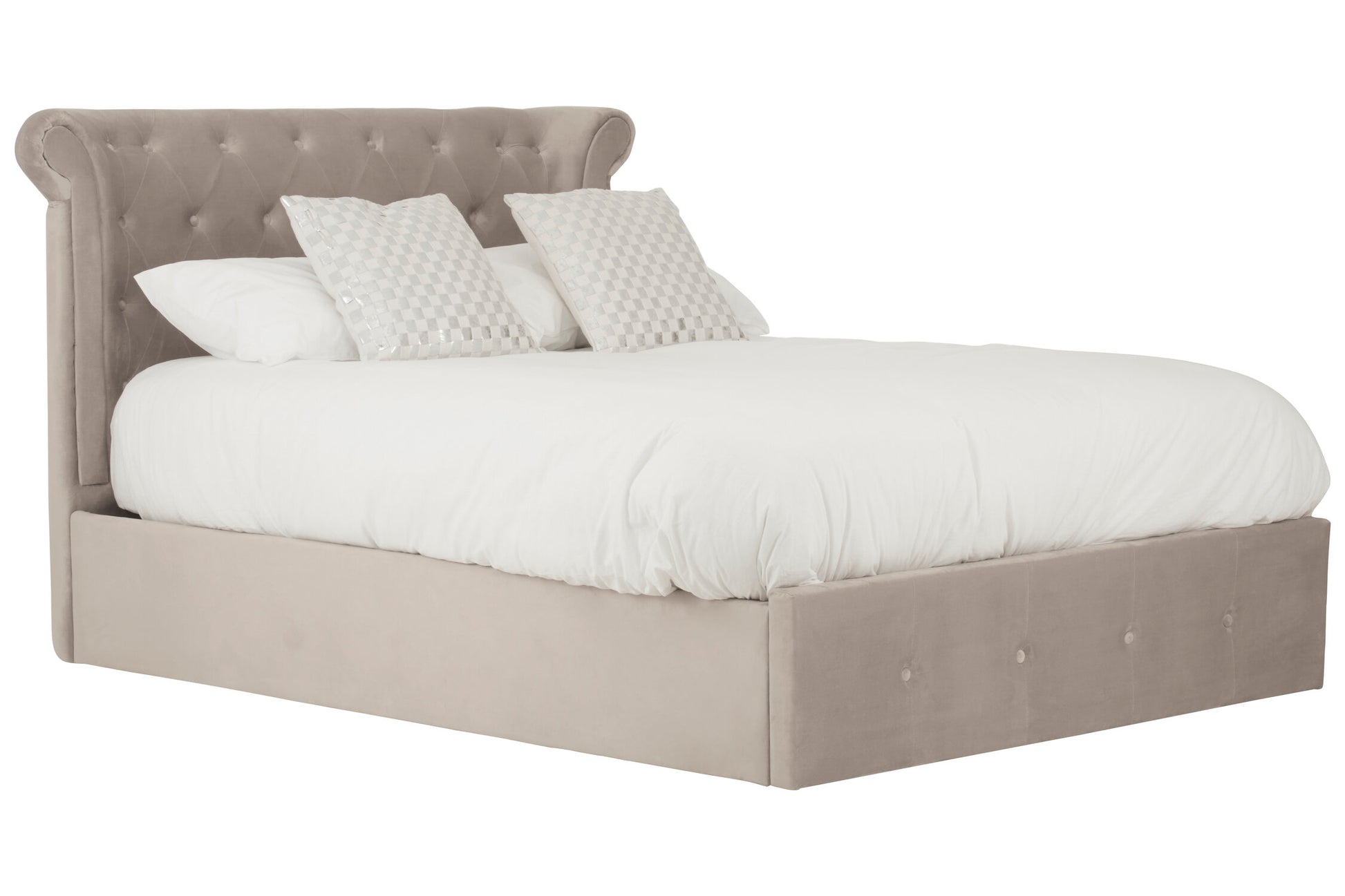 Edison Mink Velvet Ottoman Double Bed