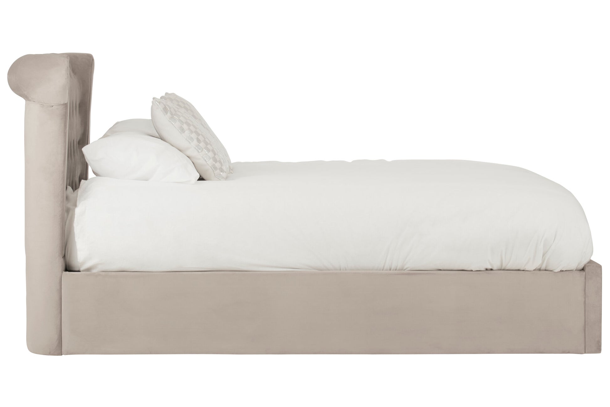 Edison Mink Velvet Ottoman Double Bed