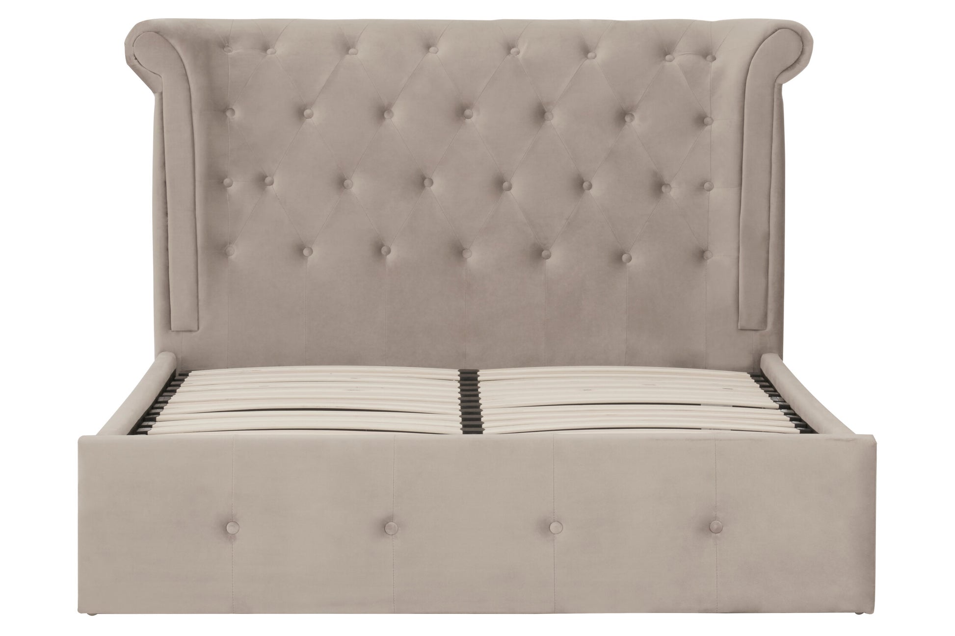 Edison Mink Velvet Ottoman Double Bed