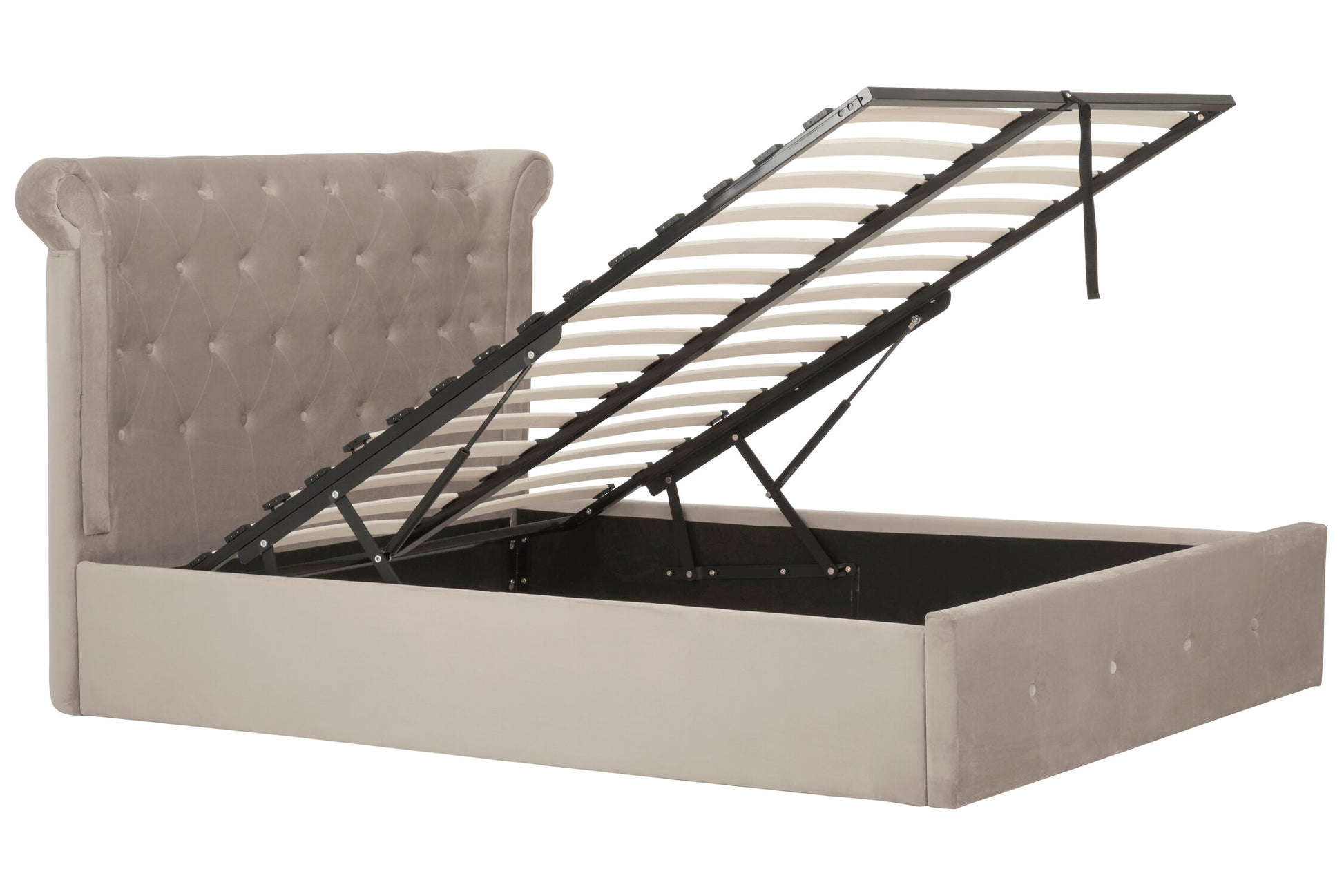 Edison Mink Velvet Ottoman Double Bed