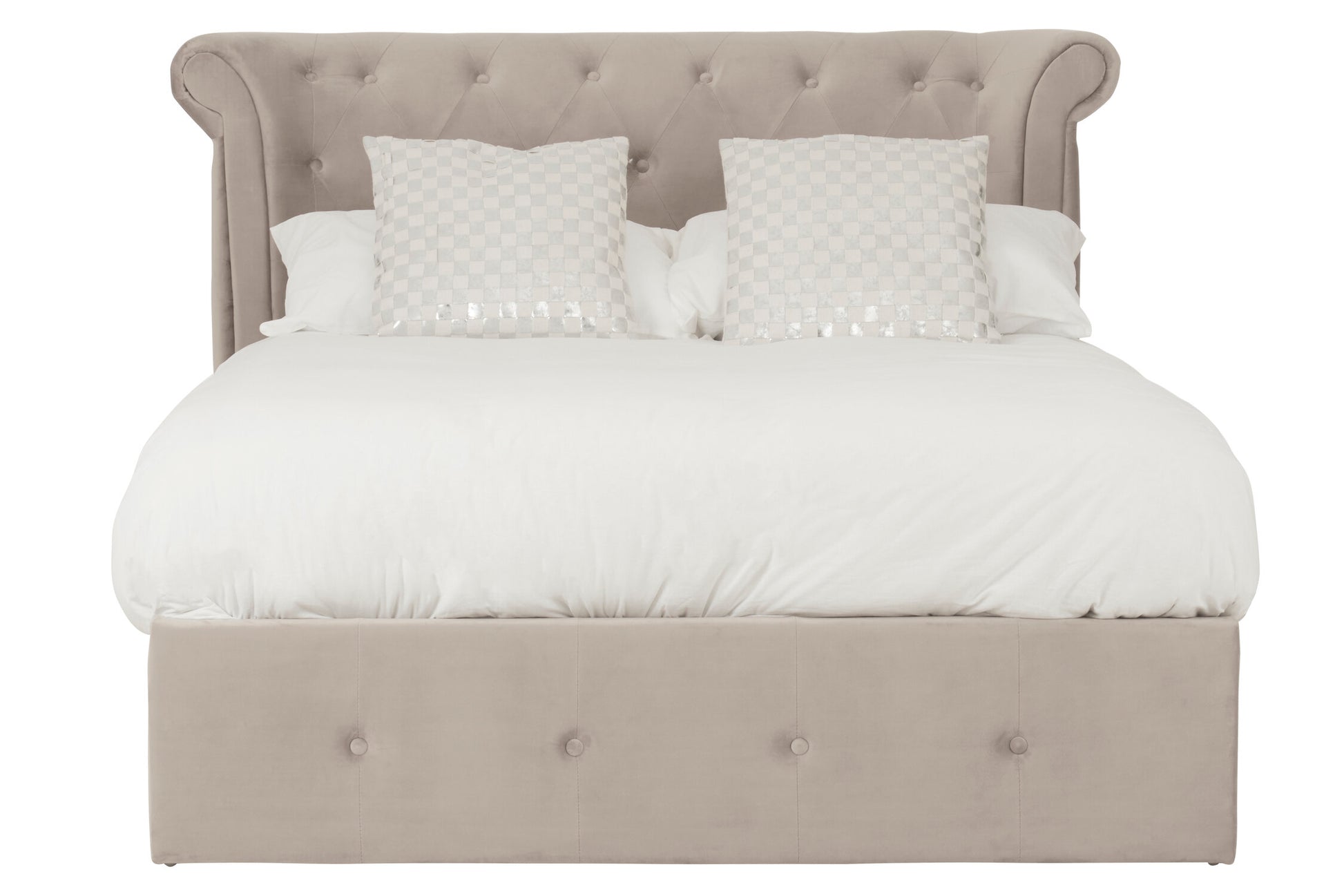 Edison Mink Velvet Ottoman Double Bed