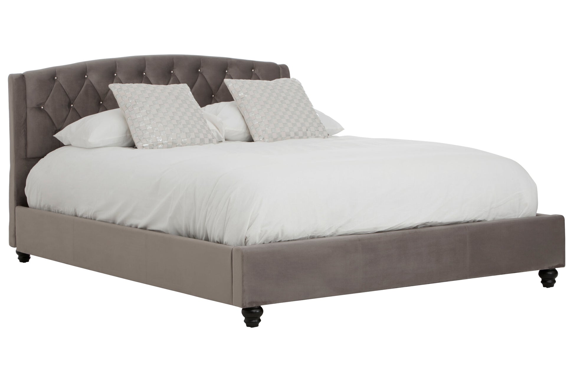 Josephine Grey Velvet King Bed