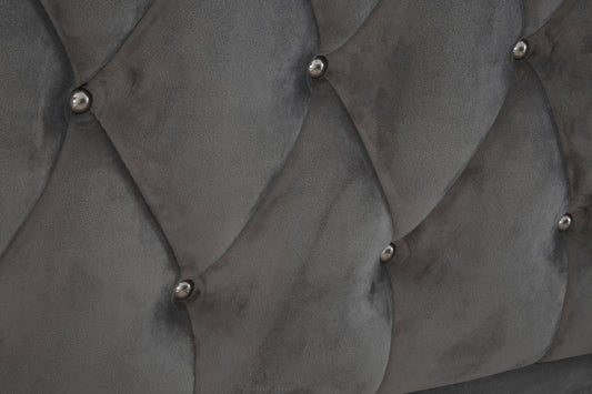 Josephine Grey Velvet King Bed