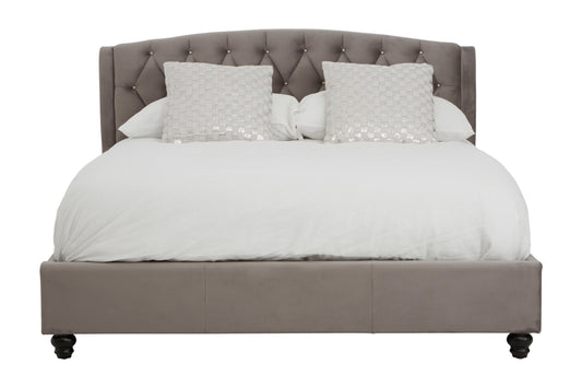 Josephine Grey Velvet King Bed