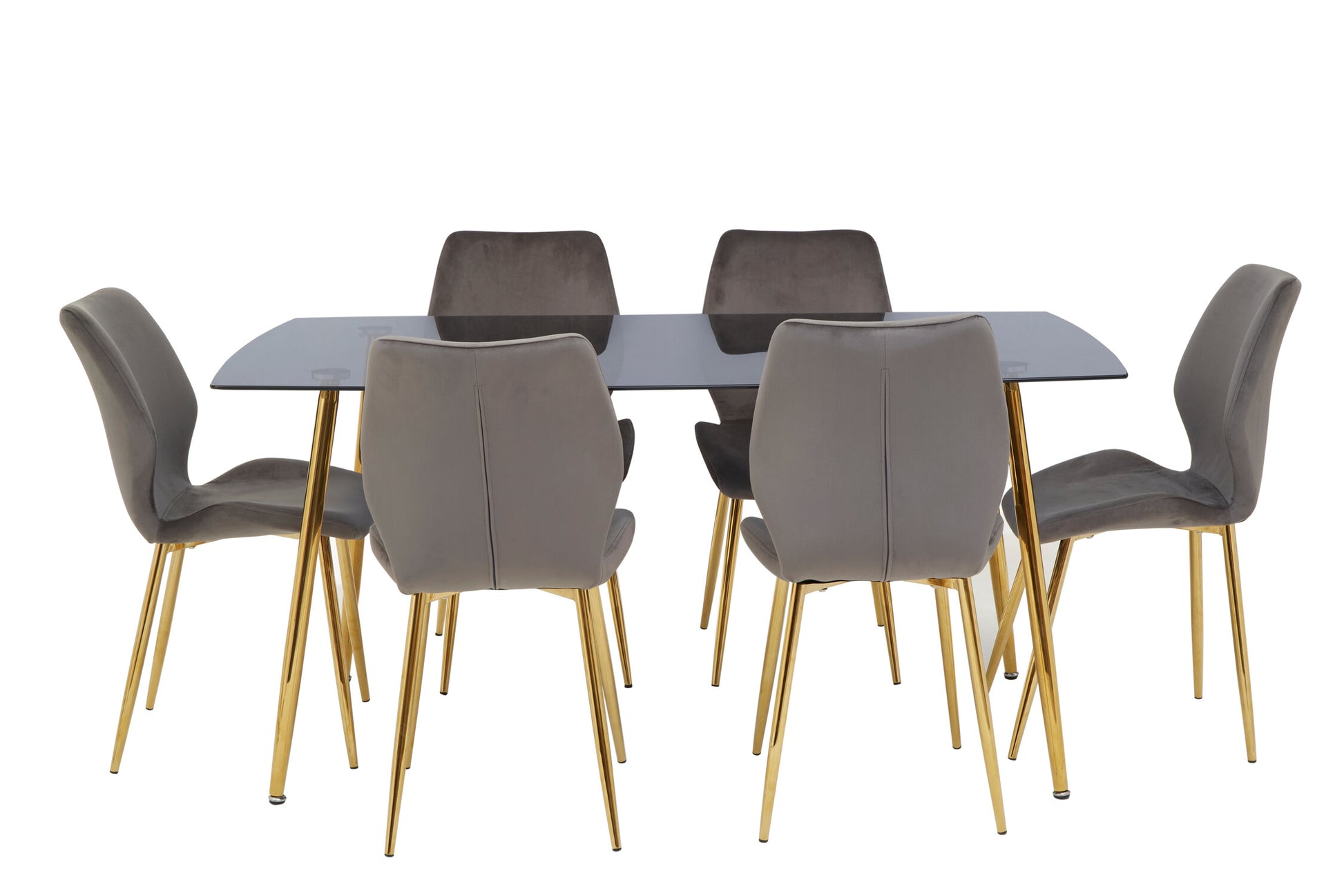 Wimslow Smoked Glass Dining Table with 6 Chairs Set