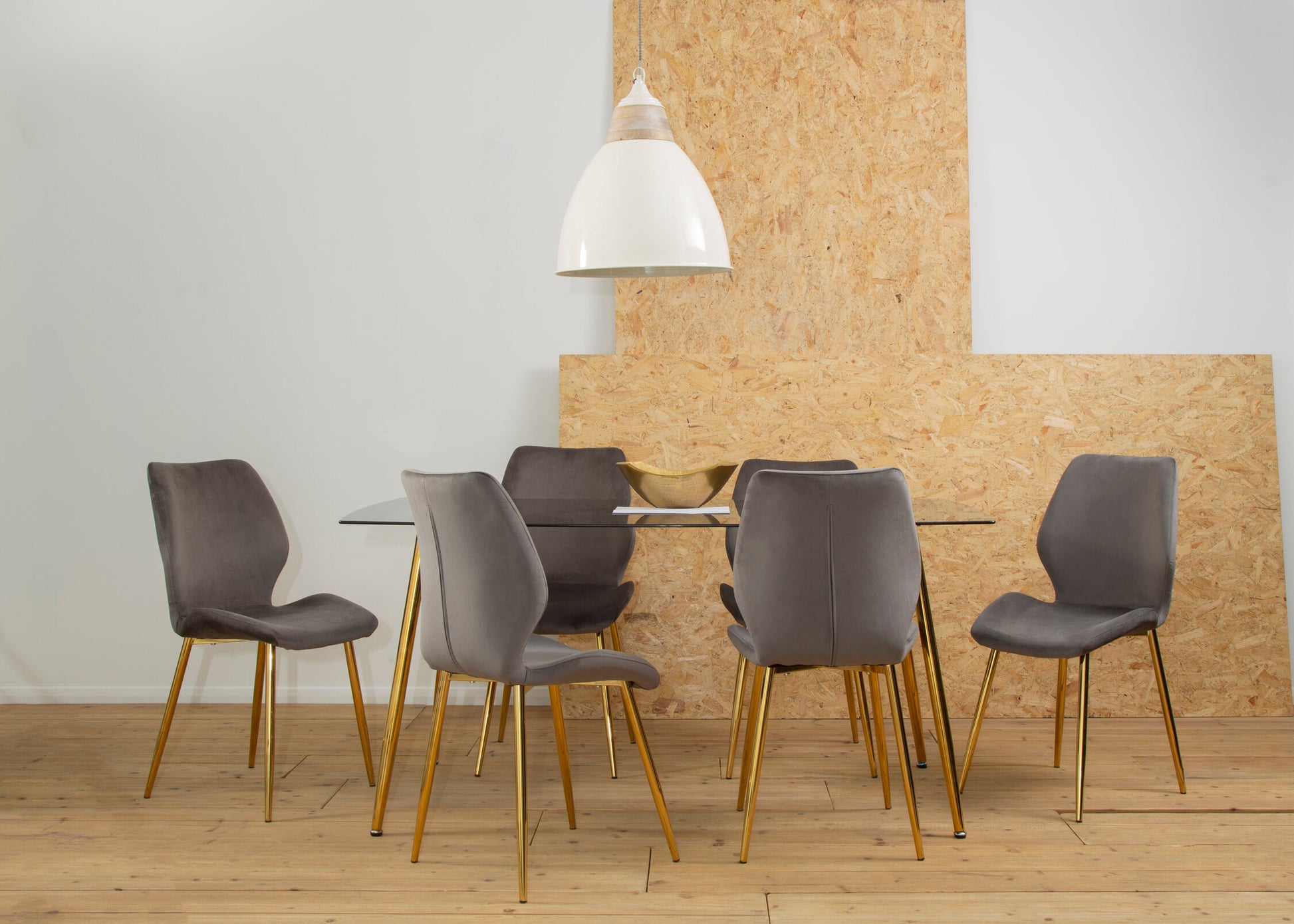 Wimslow Smoked Glass Dining Table with 6 Chairs Set